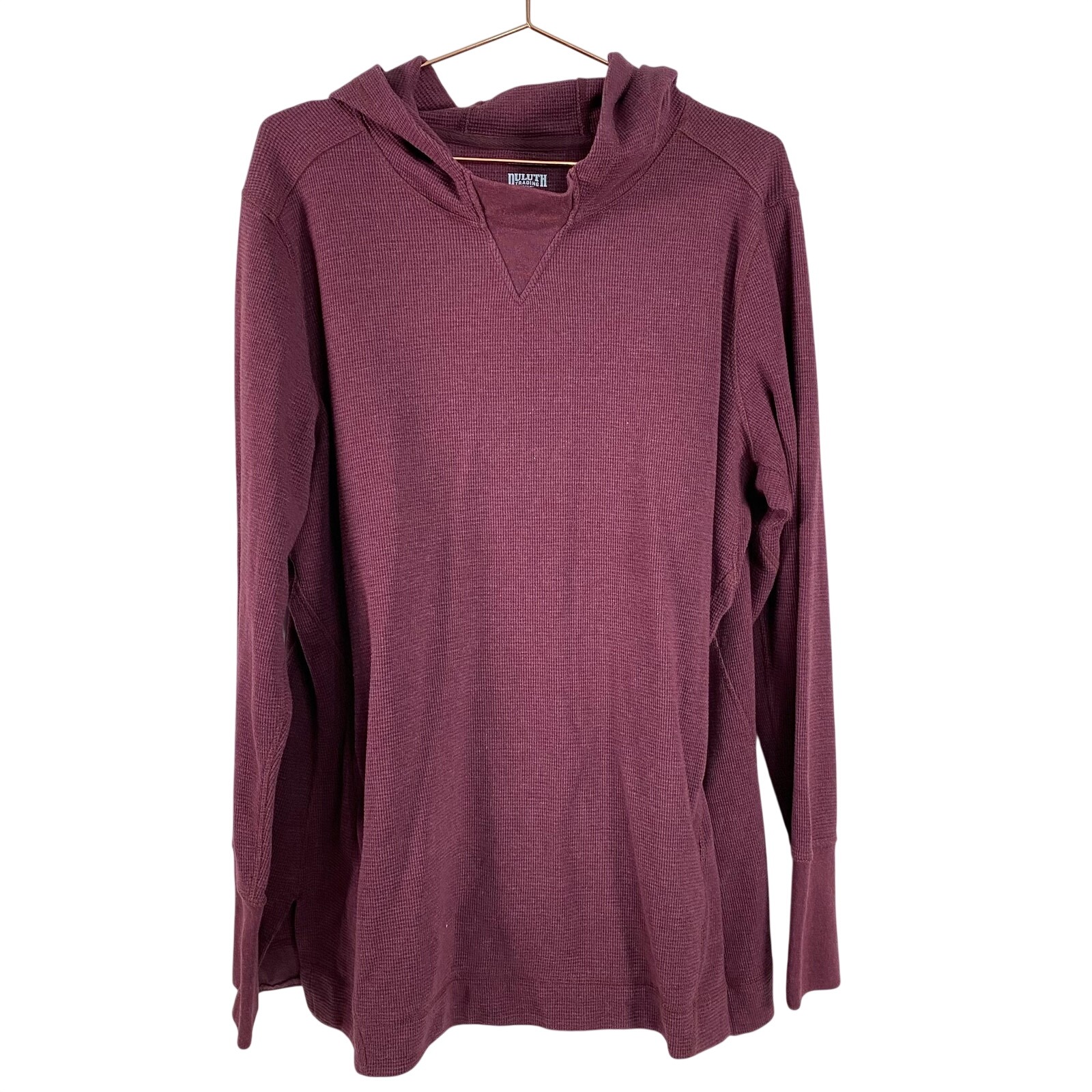 Duluth Trading Co Hoodie Mens Xxl Burgundy Waffle Thermal Thumbholes Pullover